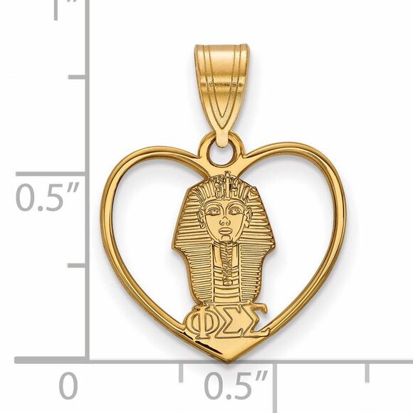 14K Plated Silver Phi Sigma Sigma Heart Pendant - Picture 2 of 3